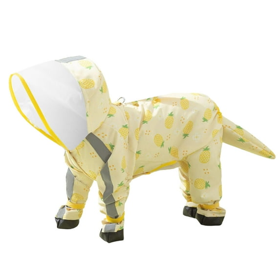 Small Dog Raincoat, Tail Protect Feet Cover Waterproof Dog Rain Jacket Rain Coat for Puppy Small Dogs (Pineapple,S)