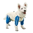 thumbnail image 1 of Small Dog Raincoat, Waterproof Dog Rain Jacket with Hood, Lightweight Dog Rain Coat with Leash Hole, Reflective Strap for Puppy Small Dogs Blue 2XL, 1 of 5