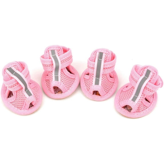 Small Dog Sandals Water Resistant Summer Paw Protector Anti-Slip Shoes for Boy Girl Breathable Mesh Dog Shoes Pink XS