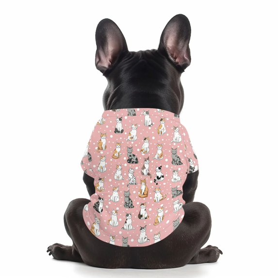 Small Dog Shirt, Cat Illustration All Over Print Pet Apparel Breathable Stretch Short Sleeve Dog Shirt Comfortable Pullover Pet Clothing for Small Breed Dogs Pink, 1 Pack