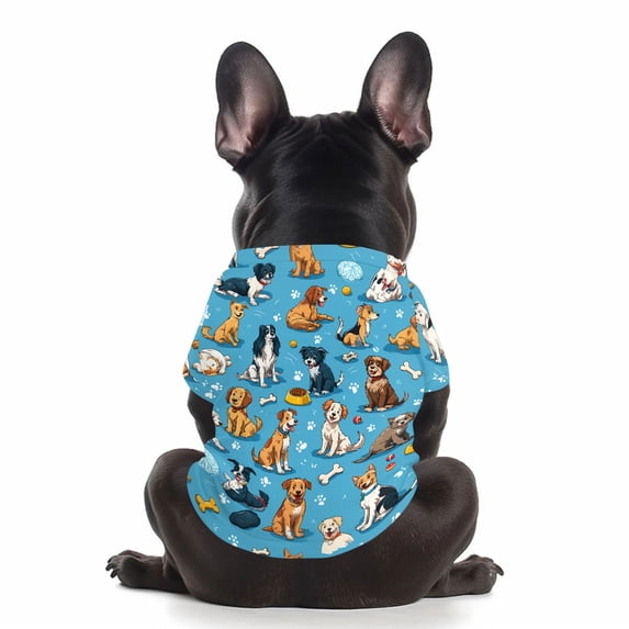 Small Dog Shirt Dog Clothes for Small Dogs All Over Print Pet Apparel Short Sleeve Dog Shirt Lightweight Breathable Sky Blue Casual Puppy Outfit, 1 Pack