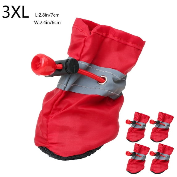 Small Dog Shoes 4-Pack Non-Slip Waterproof Paw Protectors with Reflective Straps