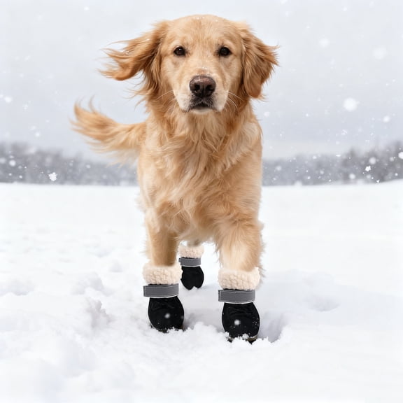 Small Dog Shoes for Winter, Snow Booties for Puppy, Outdoor Warm Dog Booties for Cold Weather (Black, S)