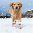 thumbnail image 1 of Small Dog Shoes for Winter, Snow Booties for Puppy, Outdoor Warm Dog Booties for Cold Weather (Pink, S), 1 of 5
