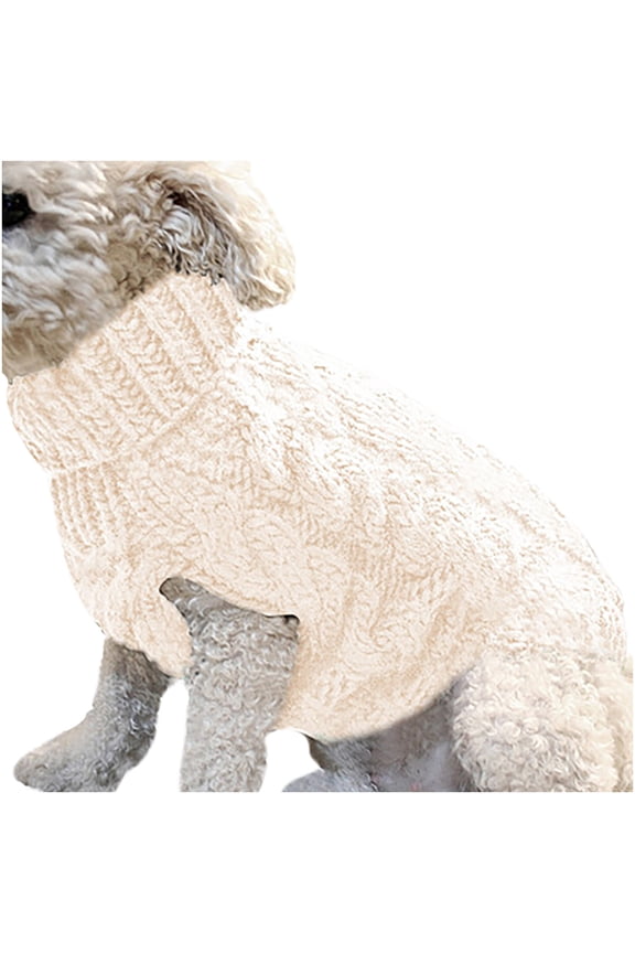 Small Dog Sweaters Classic Turtleneck Cable Knitwear Winter Coat for Small Medium Dogs Puppy Dog Sweater Cold Weather Clothes