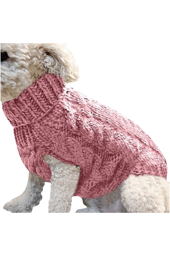 Small Dog Sweaters Classic Turtleneck Cable Knitwear Winter Coat for Small Medium Dogs Puppy Dog Sweater Cold Weather Clothes