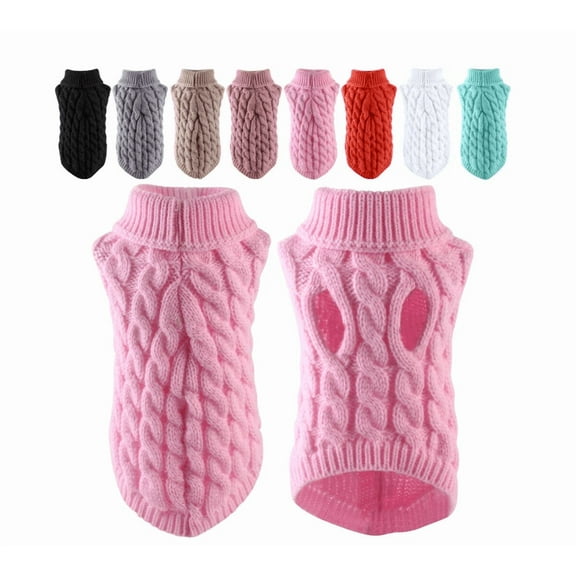 Small Dog Sweaters Knitted Pet Cat Sweater Warm Dog Sweatshirt Dog Winter Halloween Christmas Clothes Kitten Puppy Sweater (Pink,S)