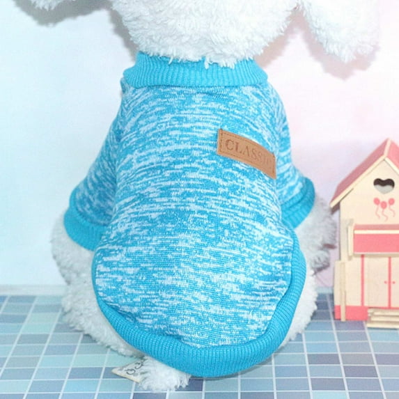 Small Dog Sweaters Knitted Pet Cat Warm Classic Dog Sweatshirt Winter Clothes Kitten Puppy Sweater - Sky Blue, XXL