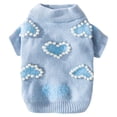 thumbnail image 1 of Small Dog Sweaters Vest With Heart Shaped Pearl Decoration Warm Soft Puppy Sweater For Small Dogs Pet Winter Solid Coat,Blue,XL, 1 of 2
