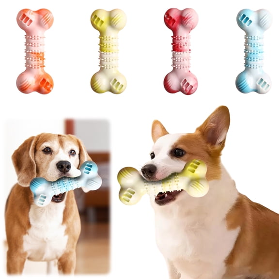 Small Dog Toys, Indestructible Dog Toys for Aggressive Chewers, Oral Dog Toys for Puppies, Dental Chews for Small Dogs, 7X3 Inch Red Textured Bone Tough Dog Toys for Aggressive