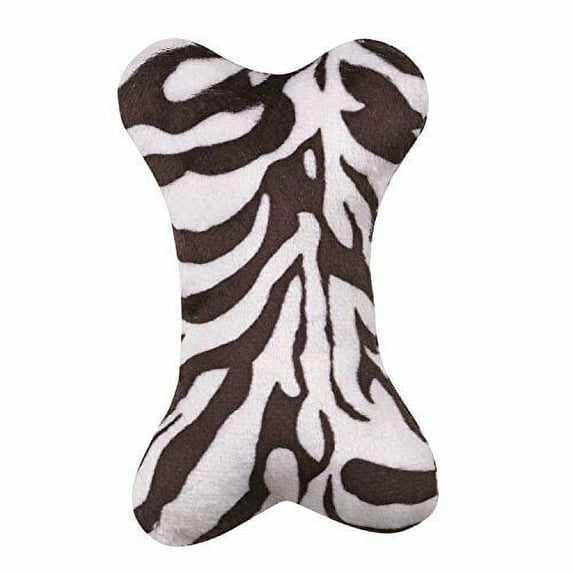 Small Dog Toys Mini Wild Style Plush Bone Safari Jungle Animal Print Squeaker 5" (Zebra)