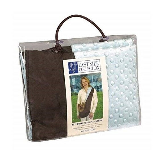 Small Dog Travel Sling Carrier Comfortable Shoulder Loop Holds 8lbs Choose Color (Brown/Blue)