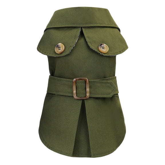 Small Dog Trench Coat Windproof Pet Jacket for Small Dogs Army Green Fashion Western Belted Outerwear Autumn Winter Dog Clothes for Puppy Chihuahua Yorkie Maltese Cold Weather Apparel