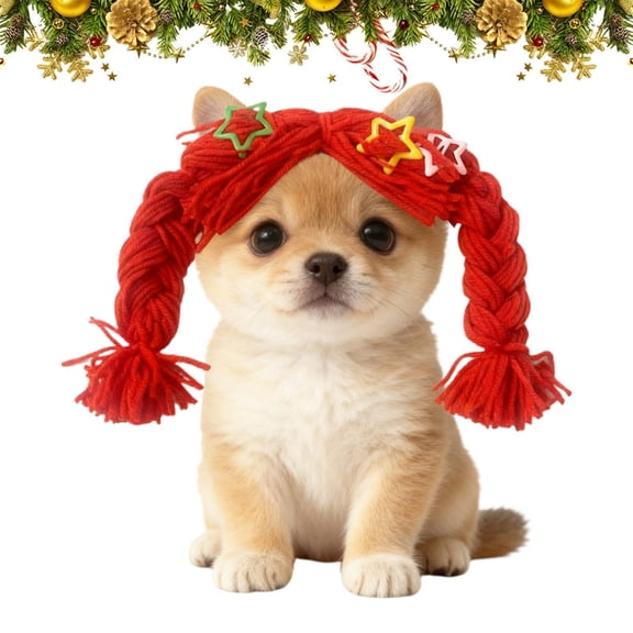 Small Dog Wigs Soft Braid Cute Headwear | Kitten Hair Wig Cosplay Headgear