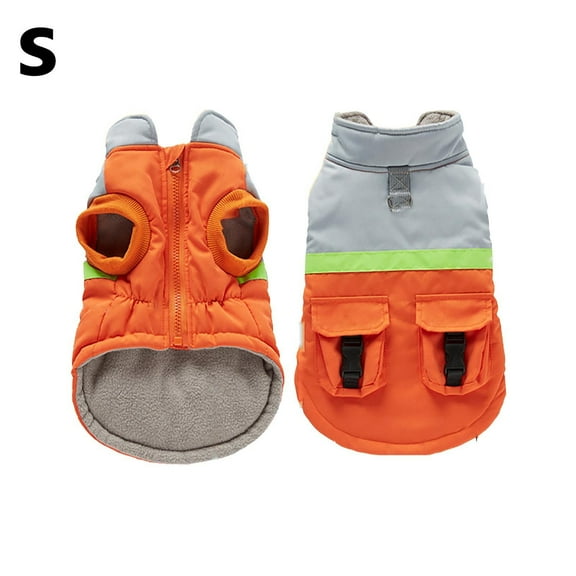 Small Dog Winter Coat Orange Reflective, Thermal Puppy Jacket 1 Pack Size S, Windproof Pet Vest, High Visibility, Cold Weather Snow Gear, Chihuahua Yorkie Apparel, Night Safety Walking, Soft