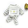 thumbnail image 1 of Small Dog Winter Pet Pajamas, Gray Striped Warm Onesie With Long Sleeves And Leg Covers, For Small Breed Puppies Indoor Sleeping Daily Wear - S Size, 1 of 5