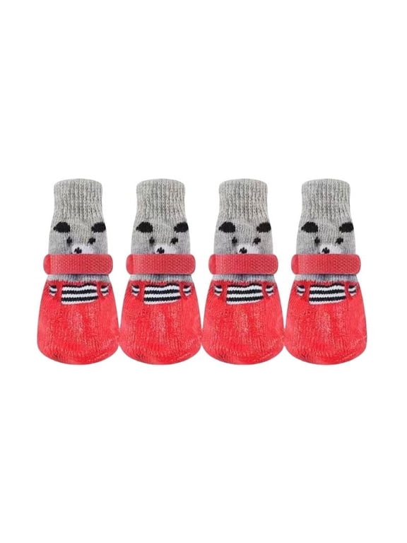 Small Dog Winter Protective Shoe Socks, Adjustable Non‑Slip Paw Boot Washable Weatherproof Foot Cover For Snow Rain Slippery Floor for Chihuahua Pomeranian Pet Care Keepers