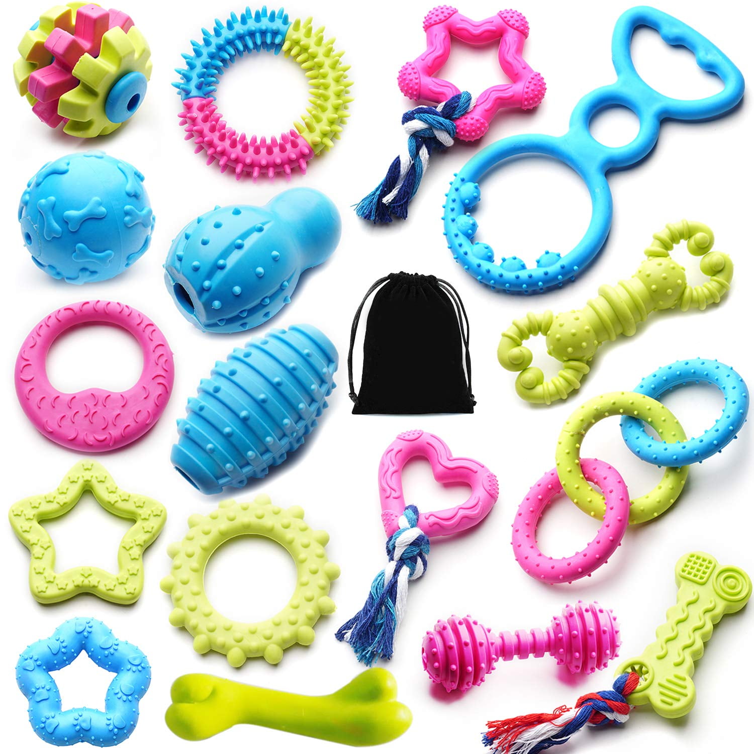 Small Dogs Puppy Toys 17pack Cute Variety Shape Multi Colors Designs To Bite Anytime Enjoy Supplies