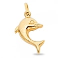 thumbnail image 1 of Small Dolphin Pendant Solid 14k Yellow Gold Polished Genuine Ocean Sea Fish Charm Design High Quality New 23 mm x 15 mm, 1 of 1