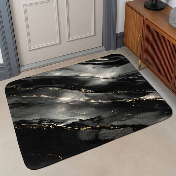 Small Door Mat Indoor Outdoor 15.7"x23.6",Blake Gray Marble Absorbent Non Slip Entry Rug,Modern Abstract Art Marble Crack Low Profile Welcome Mat for Front/Side Door Apartment Entrance Bathroom