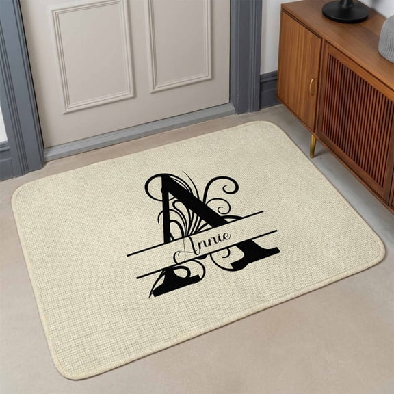 Small Door Mat Indoor Outdoor 15.7"x23.6", Letter A Absorbent Non Slip Entry Rug, Monogram Words Low Profile Welcome Mat for Front/Side Door Apartment Entrance Bathroom