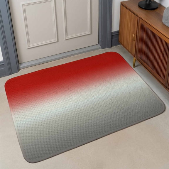 Small Door Mat Indoor Outdoor 15.7"x23.6", Red Gray Ombre Absorbent Non Slip Entry Rug, Modern Gradient Abstract Art Low Profile Welcome Mat for Front/Side Door Apartment Entrance Bathroom