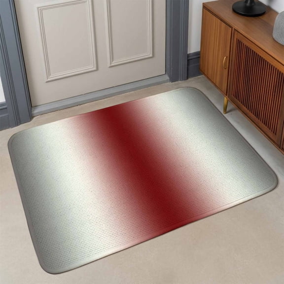 Small Door Mat Indoor Outdoor 15.7"x23.6",Red Grey White Absorbent Non Slip Entry Rug,Farmhouse Ombre Color Modern Simple Low Profile Welcome Mat for Front/Side Door Apartment Entrance Bathroom