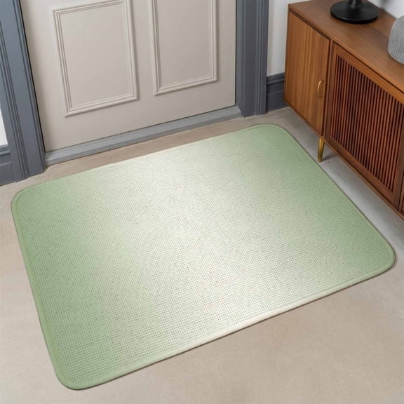 Small Door Mat Indoor Outdoor 15.7"x23.6", Sage Green Ombre Absorbent Non Slip Entry Rug, Sage Green White Gradient Modern Low Profile Welcome Mat for Front/Side Door Apartment Entrance Bathroom