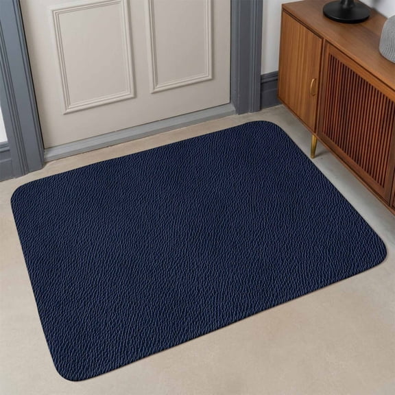 Small Door Mat Indoor Outdoor 15.7"x23.6", Solid Dark Blue Absorbent Non Slip Entry Rug, Minimalism Abstract Denim Texture Low Profile Welcome Mat for Front/Side Door Apartment Entrance Bathroom