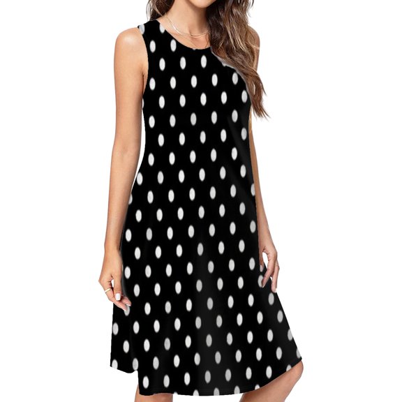 Small Dots Pattern Dress Elegant Party Dresses Evening Dresses Women Dress Sleeveless Dress Ladies Dresses