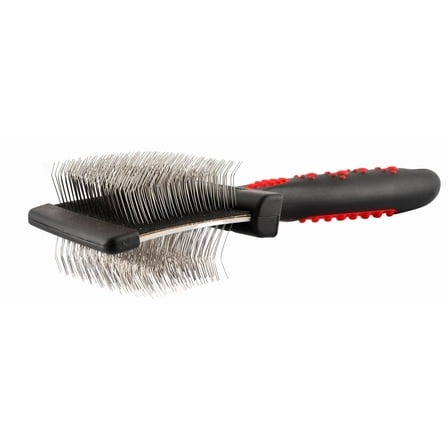 Jeffers Pet Double Sided Grooming Slicker Brush for Dogs, Cats, Puppies – Flexible Head with Stainless Steel Pins – Detangler Tool for Mats, Loose Fur, Shedding – Home or Professional Use - Small