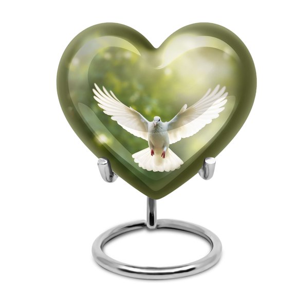 Small Dove Flying In Light Urns For Human Ashes Adult - Urns For Ashes Adult Female & Male - Samll Keepsake Urns For Human Ashes - Heart Shaped Cremation Mini Urns For Ashes Adult (Size - 3inch, 1pcs)