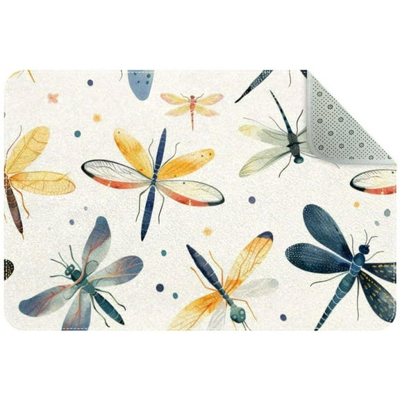 Small Dragonflies Seamless Entryway Rug, 2x3 Area Rug Indoor Door Mat Non-slip Washable Floor Carpet Rug for Bedroom Office Dining Room Bathroom