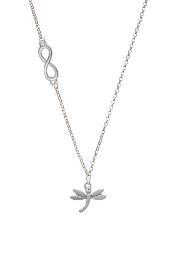 Small Dragonfly with Crystal Delicate Infinity Necklace