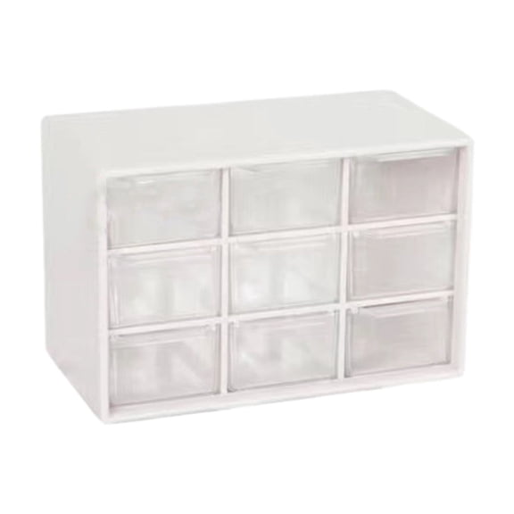 Small Drawer Organizer for Desk, Desktop Drawer Organizer with 9 Clear Drawers, Plastic Desktop Storage Drawers 7.1 Inch x 3.74 Inch x 4.7 Inch, White