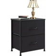 thumbnail image 1 of Small Dresser for Bedroom with 2 Fabric Drawer, Bed Side Table with Drawers, End Table Bedside Furniture, Sturdy Steel Frame, Wood Top, Closet Organizer,black, 1 of 1