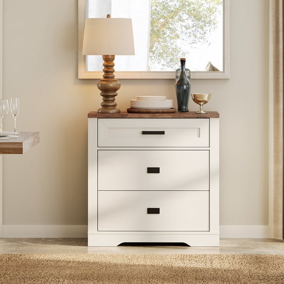 Small Dresser for Bedroom, 3 Drawer Dresser for Closet Organizers and Storage, Mid Century Modern Dresser for Living Room, Hallway, White