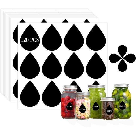 Small Drop Shape Chalkboard Labels 11.25inch Removable Blackboard Stickers for Storage Jars and Food Containers 180Pcs