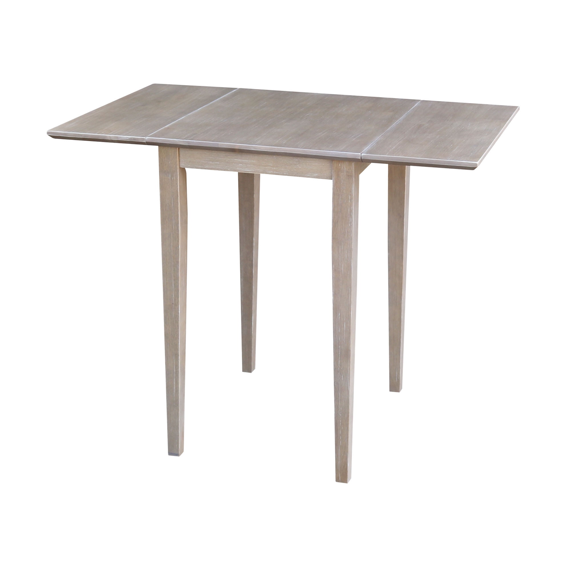 Elegant Washed Gray Taupe Solid Wood Extendable Dropleaf Dining Table
