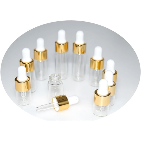 Small Dropper Bottle, 1ml+2ml+l+4ml+5ml 10Pcs Mini Glass Sample Bottles for Travel Liquids tiny