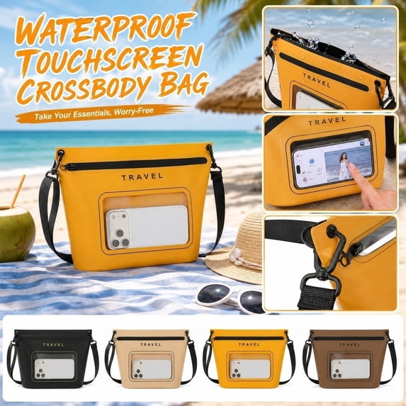 Small Dry Bag Waterproof, Waterproof Crossbody Bag, Small Waterproof Pouch, Travel Essentials, 10X8X3 in Transparent Window Dry Bag with Detachable Crossbody Strap, Fits Most