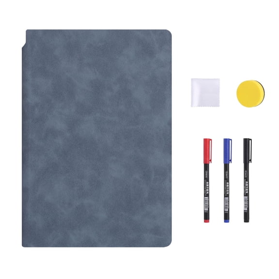 Small Dry Erase Board (With 3 Pens + Eraser + Cloth) - Portable Memo Whiteboard Wallet, Double Sided Erasable Notepad for Study Notes, Daily Memos, Office & Home