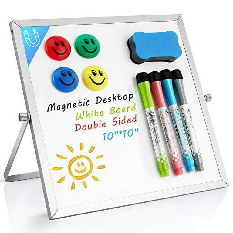 Small Dry Erase White Board, Magnetic Desktop Whiteboard 10 X 10 With  Stand, Portable Double-sided White Board Easel For Kids Students Drawing  Teach