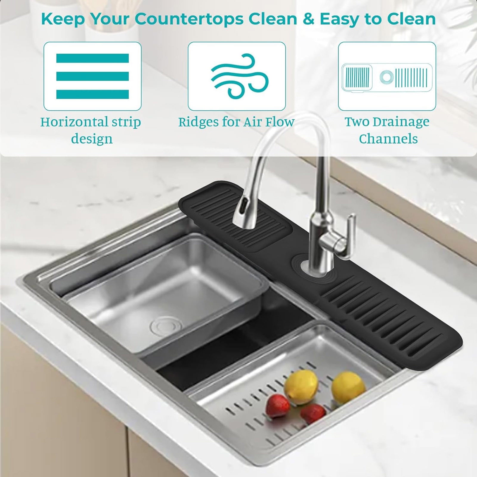 Small Dry Rack Extra Large Dish Drainboard New Silicone Pad 60cm Long Simple Square Drying Pad Countertop Faucet Splash Proof Pad in Bosnia and Herzegovina at BAM 67 Rating 5