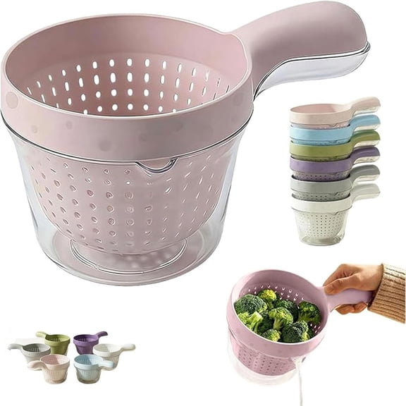 Small Dual Layer Draining Basket, Plastic Fruit Colander Strainer for Vegetables Berries Grapes