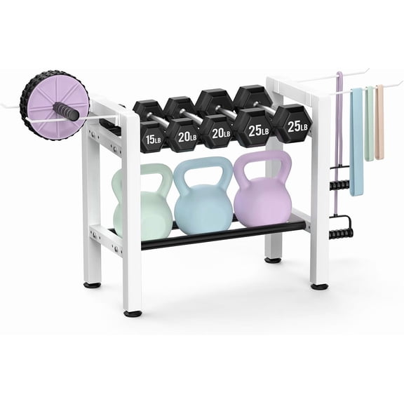 Small Dumbbell Rack,Heavy Duty Adjustable Dumbbell Weight Rack with Side Hooks,Gym Equipment Weight Set holderfor Dumbbell,Kettlebells Rack, Other Gym Accessories