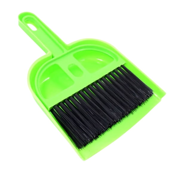 1 Pack Small Dustpan and Brush Set, Whisk Broom and Dust Pan with Handle, Nesting Tiny Cleaning Broom, Mini Hand Broom and Dustpan Set for Table, Desk, Keyboard, Cars and Pet Nest(Green,7.4x5")