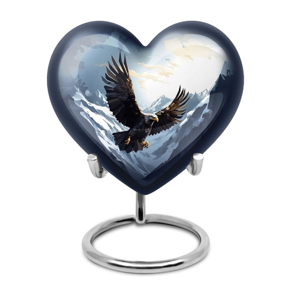 Small Eagle Flying In Snow Mountains Urn For Adult Mother & Father - Urn For Human Ashes Adult Woman & Men - Metal Urns For Human Ashes - Ash Urns For Humans (Size - 3inch, 1pcs)