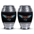 thumbnail image 1 of Small Eagle Spreading Wings Black Background Urn For Ashes Adult Female & Male - Urns For Ashes Adult Mother - Urn Keepsake Human Ashes - Small Urns For Human Ashes (Size - 3inch, 2Pcs), 1 of 5