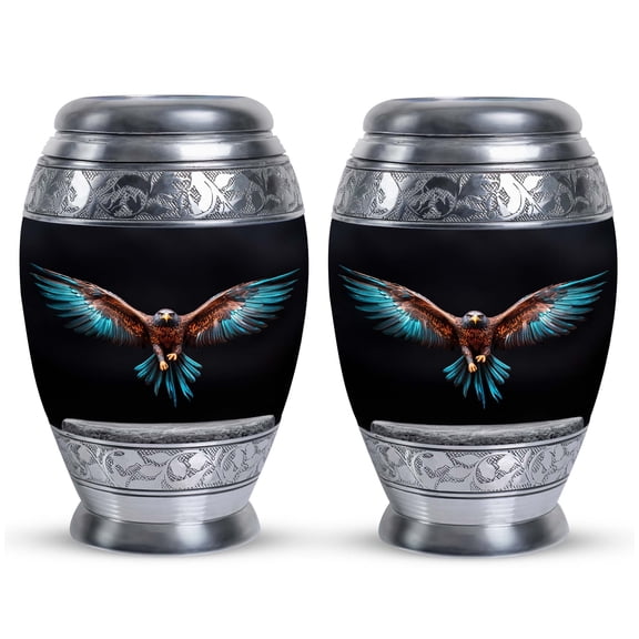 Small Eagle Spreading Wings Black Background Urn For Ashes Adult Female & Male - Urns For Ashes Adult Mother - Urn Keepsake Human Ashes - Small Urns For Human Ashes (Size - 3inch, 2Pcs)